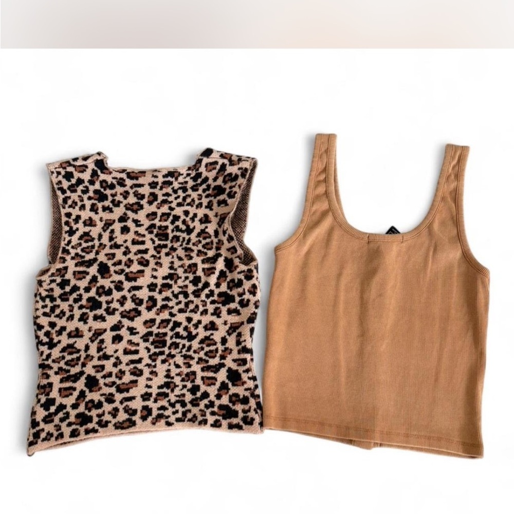Forever 21 Animal Print and Camel Buttoned Tank Tops - Picture 2 of 6